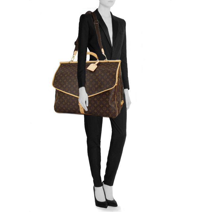 Louis Vuitton Sac de chasse weekend bag in natural leather monogram canvas - Detail D1