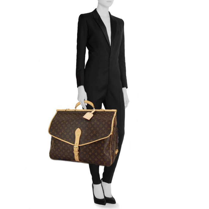 Louis Vuitton Sac de chasse weekend bag in natural leather monogram canvas - Detail D2