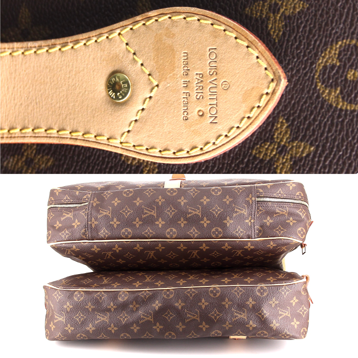 Louis Vuitton Sac de chasse weekend bag in natural leather monogram canvas - Detail D5