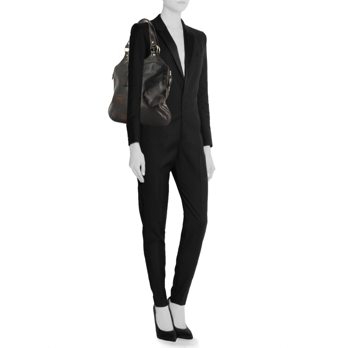 Yves Saint Laurent Tribute handbag in brown leather - Detail D1