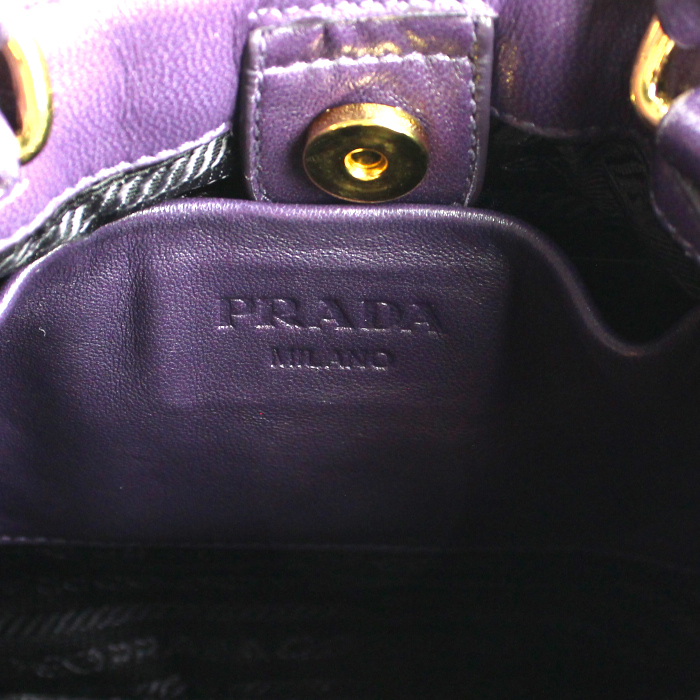 Borsa in pelle fucsia rosa rossa e malva a righe - Detail D4