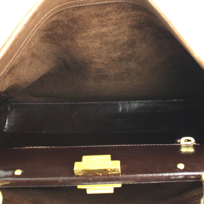 Borsa Fendi Peekaboo larga in pelle bicolore marrone - Detail D3