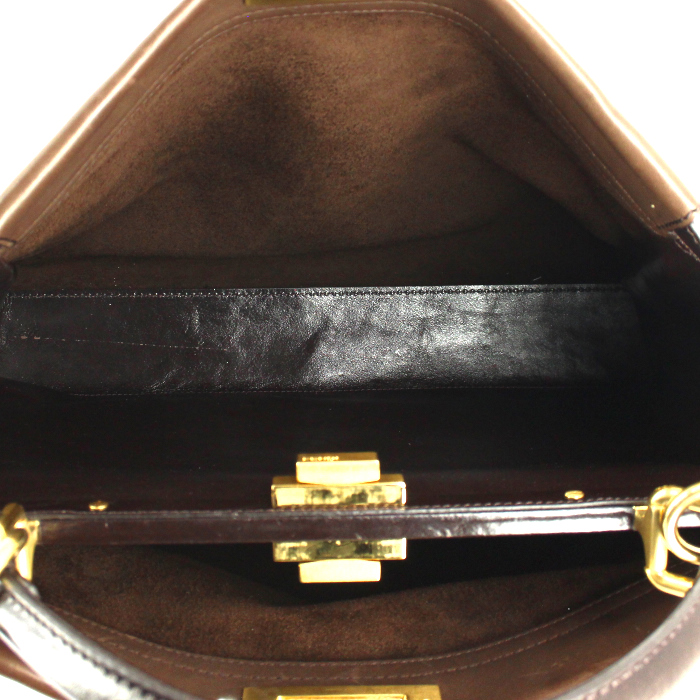 Borsa Fendi Peekaboo larga in pelle bicolore marrone - Detail D4