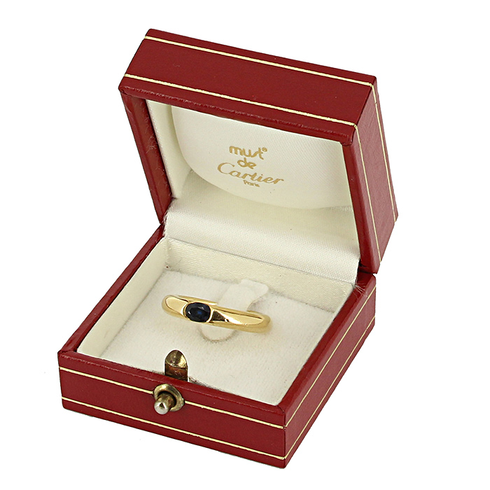 Cartier Ellipse ring in yellow gold and sapphire - Detail D2