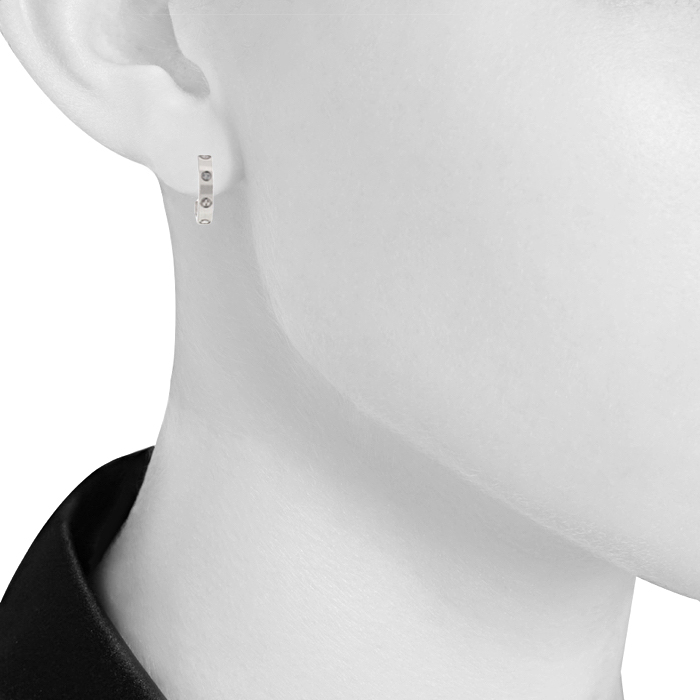 Cartier Love small model hoop earrings in white gold - Detail D1