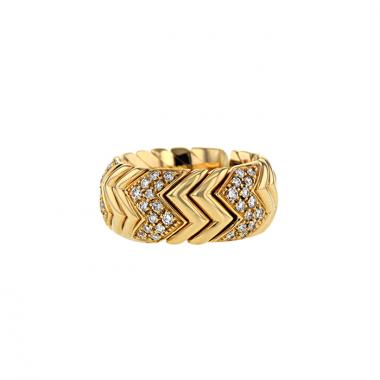 Bague semi-souple Bulgari Spiga en or jaune et diamants