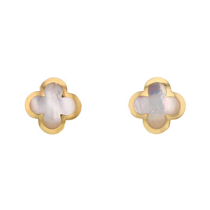 Van Cleef & Arpels Mother-of-pearl Clover Earrings in Gray, Vintage Alhambra  earrings - BestFakeJewelry