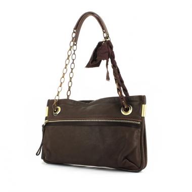 Borsa Happy in pelle trapuntata marrone