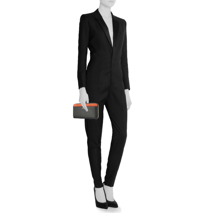 Portafogli Sonia Rykiel in pelle nera e tessuto scamosciato rosso ruggine - Detail D1