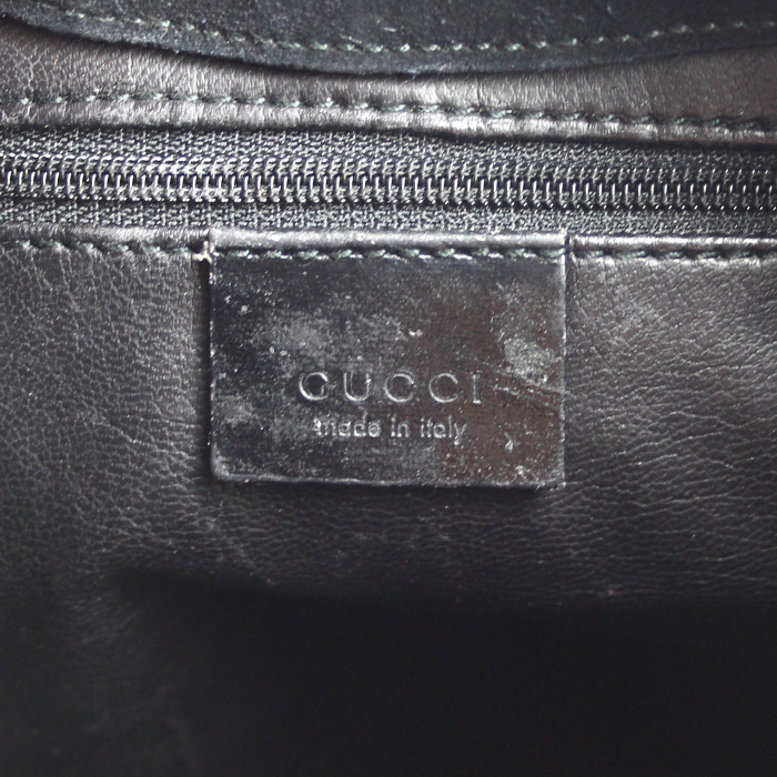 Bolso de mano Gucci Bamboo en ante Monogram negro - Detail D3