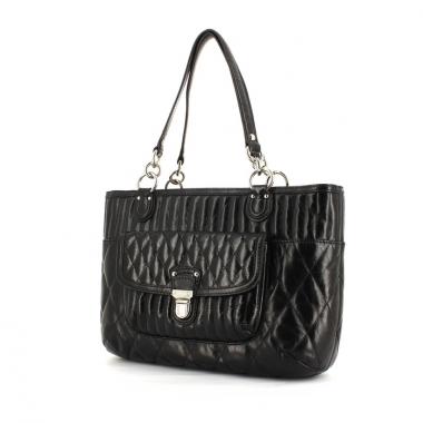Borsa in pelle trapuntata nera