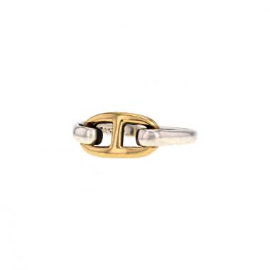 Hermes Chaîne D'ancre 1990's ring in yellow gold and silver