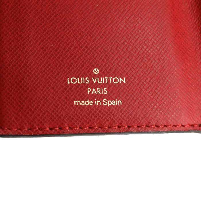 Monedero Louis Vuitton en lona a cuadros ébano y cuero rojo - Detail D3