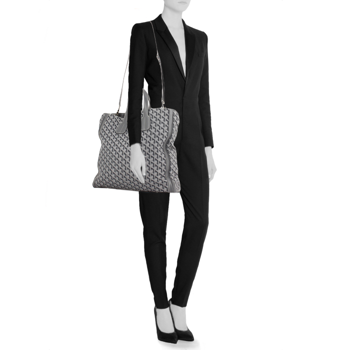 Bolso Cabás Goyard en lona Monogram gris y cuero gris - Detail D1