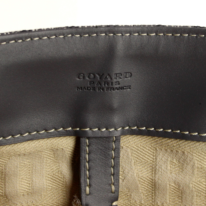 Goyard shopping bag in grey monogram canvas and grey leather - Detail D4