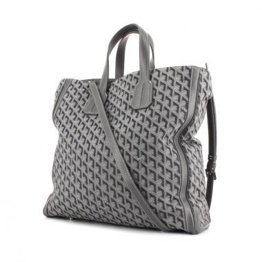 Shopping bag in tela monogram grigia e pelle grigia