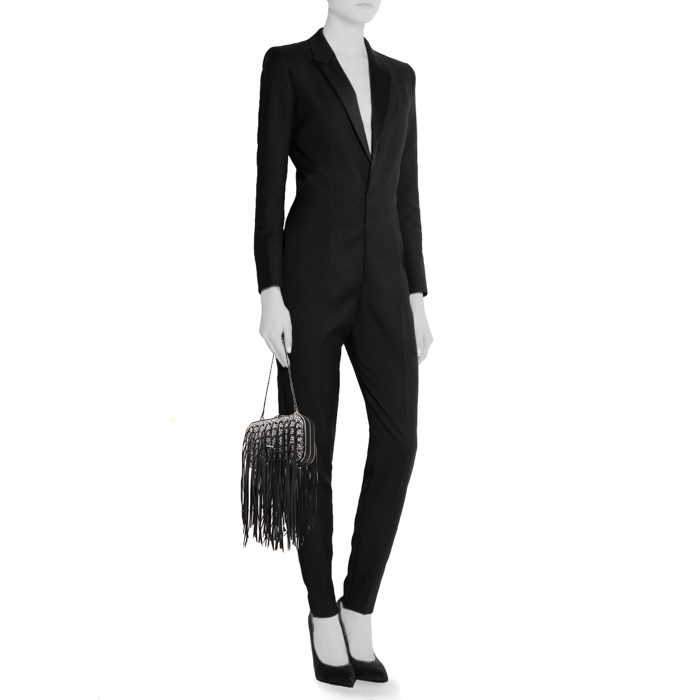 Renaud Pellegrino handbag/clutch in black canvas and silver strass - Detail D1