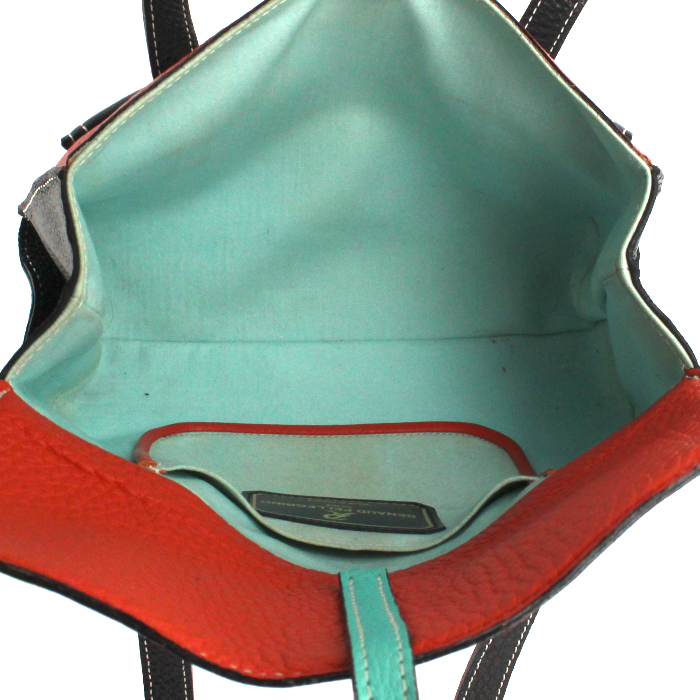 Borsa Renaud Pellegrino in pelle tricolore rossa blu e nera - Detail D2
