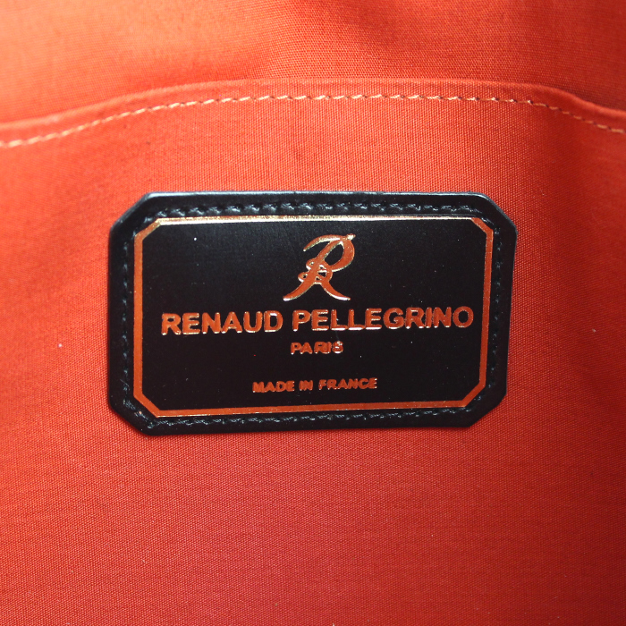 Sac à main Renaud Pellegrino en cuir tricolore orange blanc et vert - Detail D3