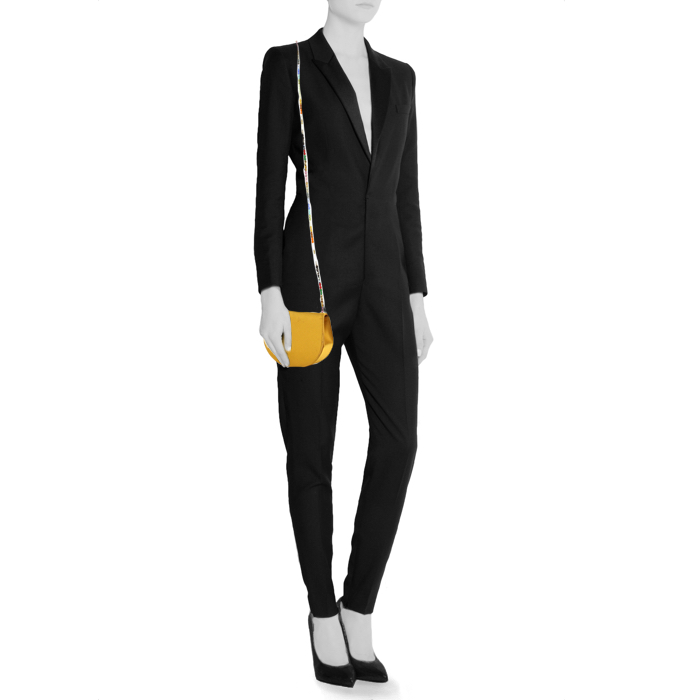 Renaud Pellegrino small model handbag in saffron yellow satin - Detail D1