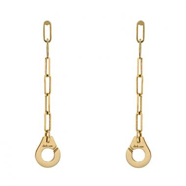 Paire de pendants d'oreilles Dinh Van Menottes R8 en or jaune