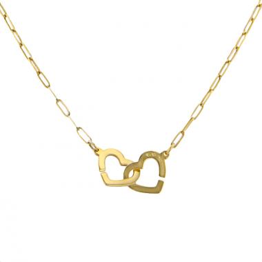 Collana Dinh Van Double Coeur modello grande in oro giallo