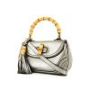 Gucci Bamboo handbag in silver grained leather - 00pp thumbnail