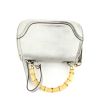 Gucci Bamboo handbag in silver grained leather - 360 Back thumbnail