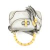 Gucci Bamboo handbag in silver grained leather - 360 Front thumbnail