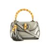 Gucci Bamboo handbag in silver grained leather - 360 thumbnail
