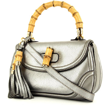 Gucci Bamboo 1947 crocodile bag with python in vintage grey