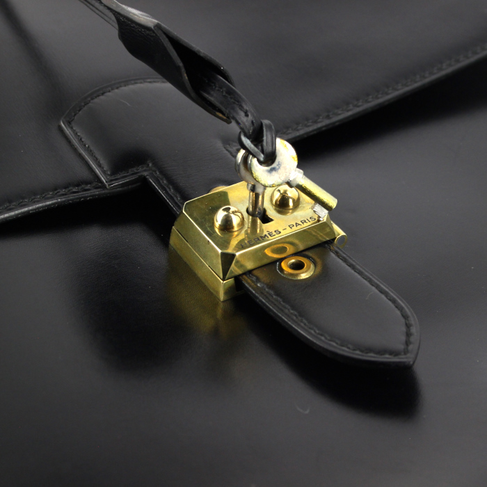 Borsa portadocumenti Sac à dépêches in pelle box nera - Detail D5