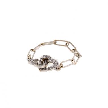 Sortija Dinh Van Double Coeur en oro blanco y diamantes