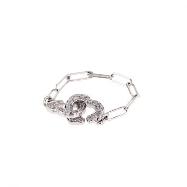 Dinh Van Double Coeur ring in white gold and diamonds