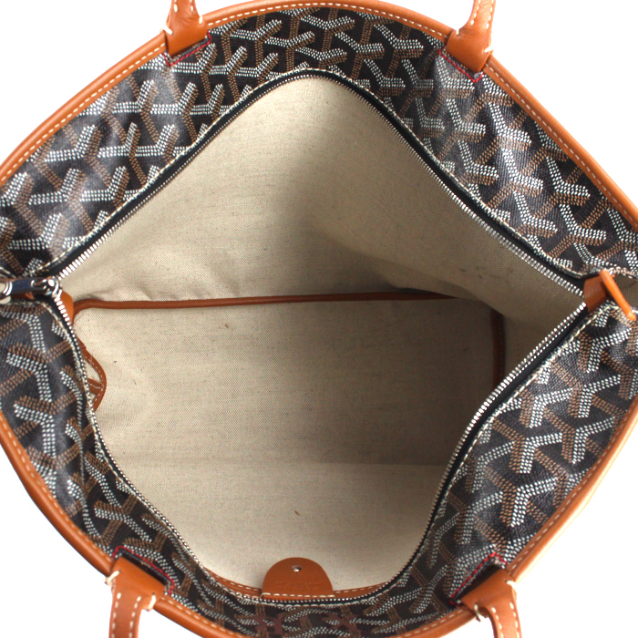 Goyard Artois shopping bag in black monogram canvas and brown leather - Detail D2