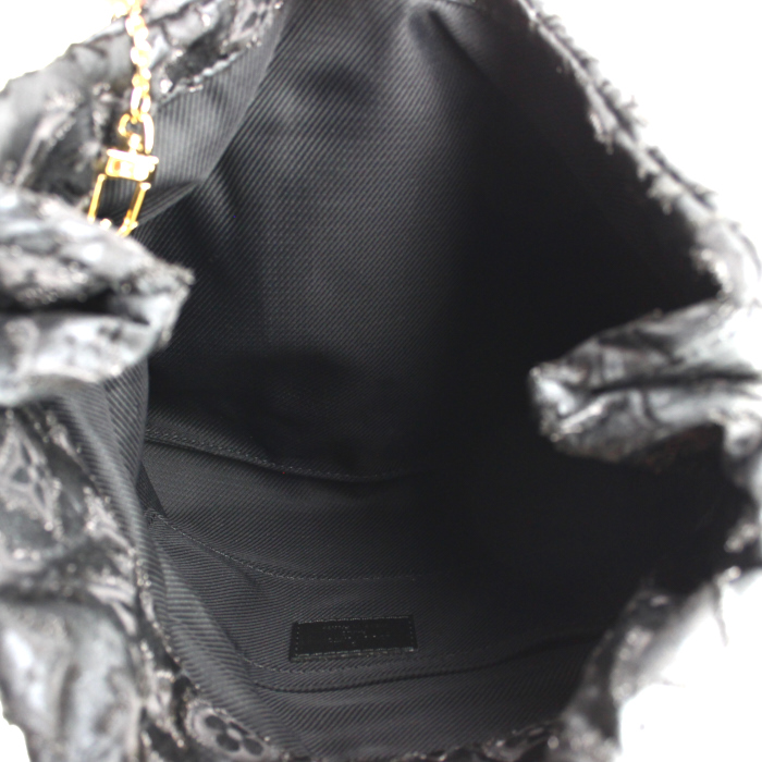 Pochette in tela monogram nera con paillettes - Detail D2