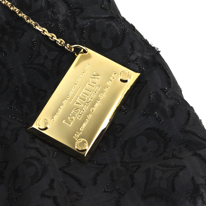 Pochette in tela monogram nera con paillettes - Detail D5