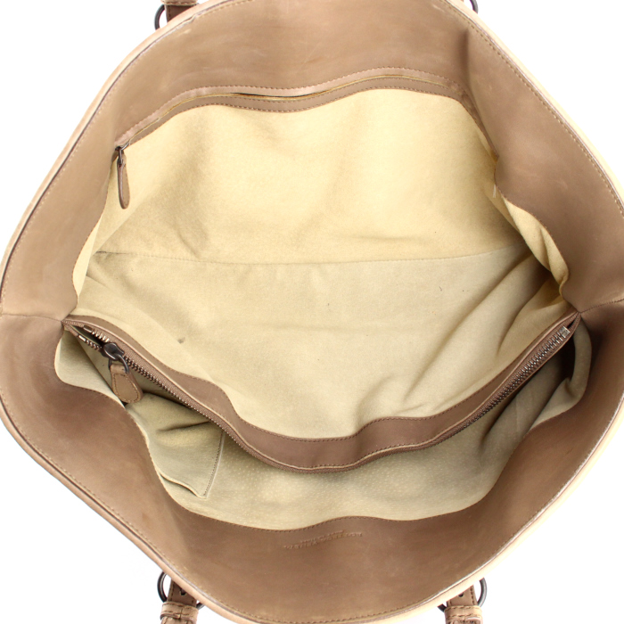 Bottega Veneta handbag in brown and beige shading braided leather - Detail D3