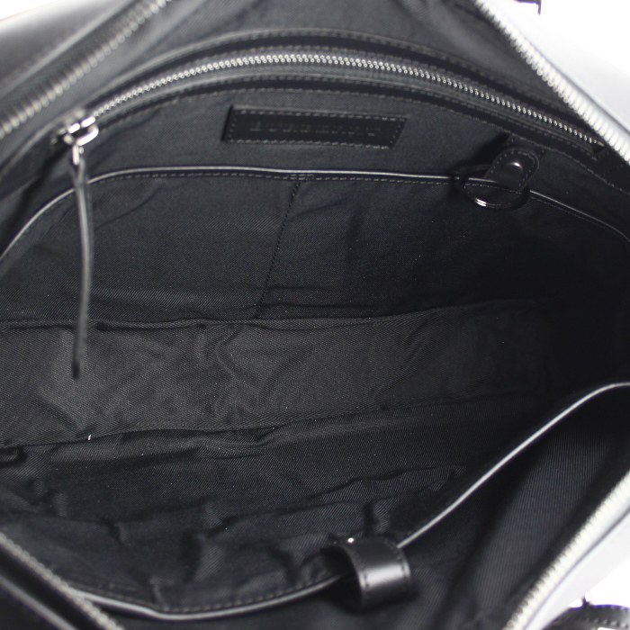 Burberry briefcase in grey Haymarket canvas and black leather - Detail D3