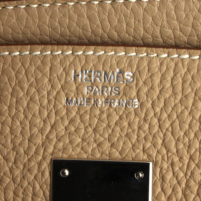 Hermes Birkin 35 cm handbag in beige togo leather - Detail D3