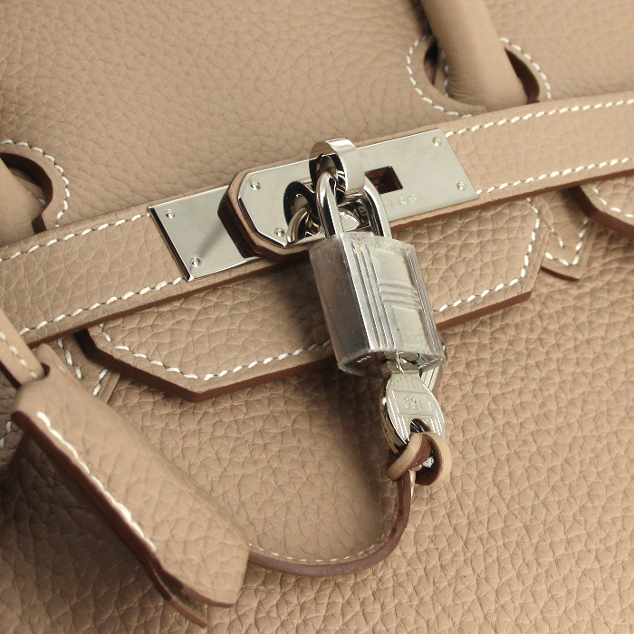 Borsa Birkin 35 cm in pelle togo beige - Detail D4