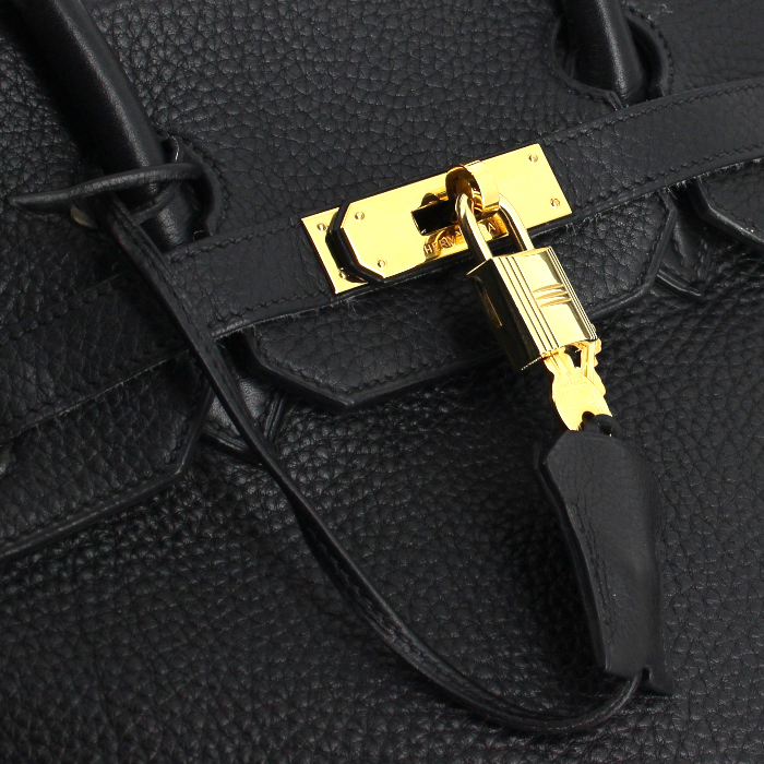 Hermes Birkin 35 cm handbag in black togo leather - Detail D4