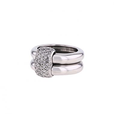 Bague semi-articulée Chaumet Duo en or blanc et diamants