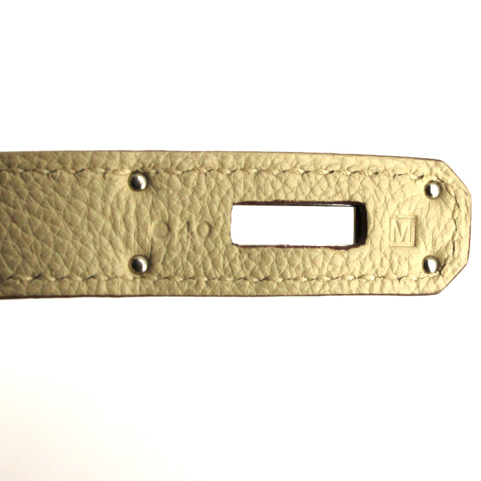 Sac à main Hermes Birkin 35 cm en cuir togo blanc-cassé - Detail D4