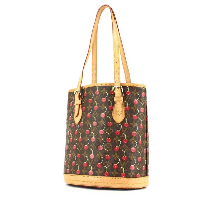 Borsa a spalla Padlock con stampa ciliegie e fragole misura piccola GUCCI