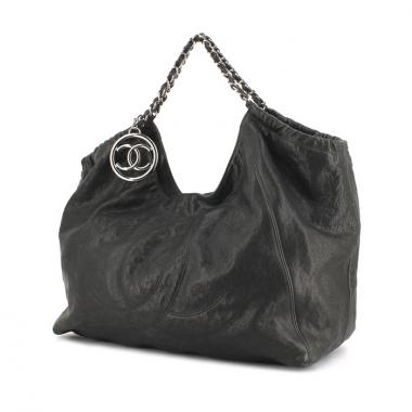 Sac cabas Chanel en cuir grainé noir