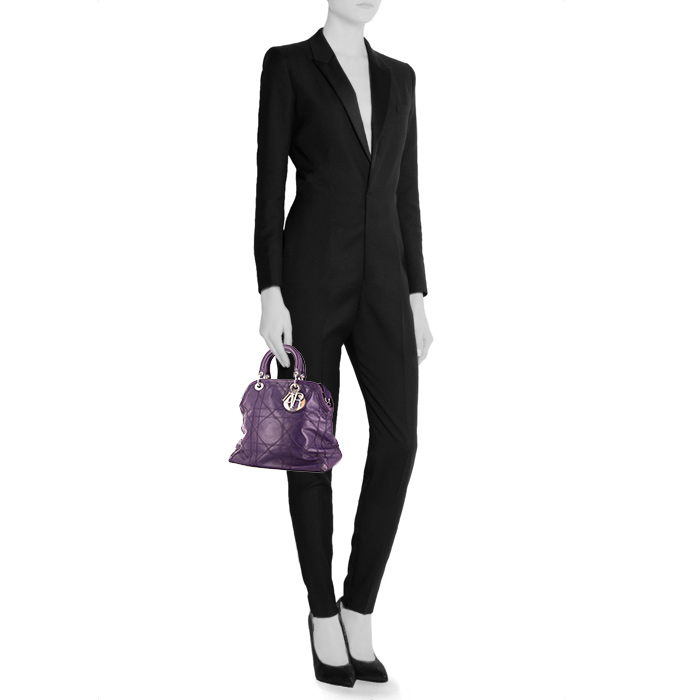 Dior Dior Granville medium model handbag in purple leather - Detail D1