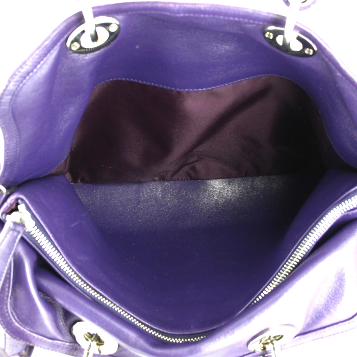 Dior Dior Granville medium model handbag in purple leather - Detail D3