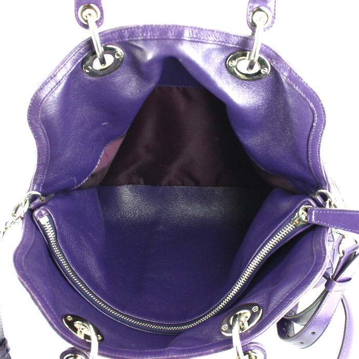 Dior Dior Granville medium model handbag in purple leather - Detail D4