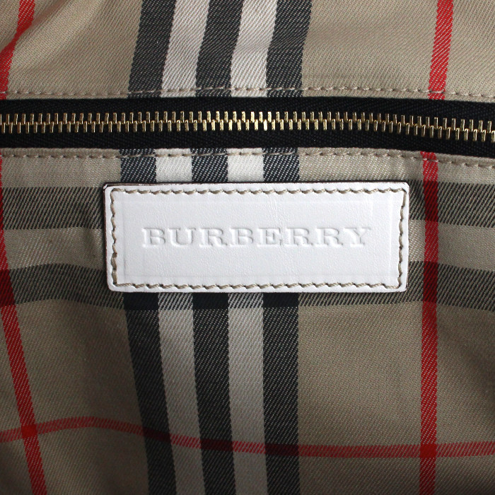 Sac à main Burberry en cuir grainé blanc - Detail D3